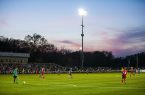 Kansas City, Mo. - Saturday April 23, 2025: The sun sets during the match. FC Kansas City hosts Portland Thorns FC at Swope Soccer Village. The match ended in a 1-1 draw.